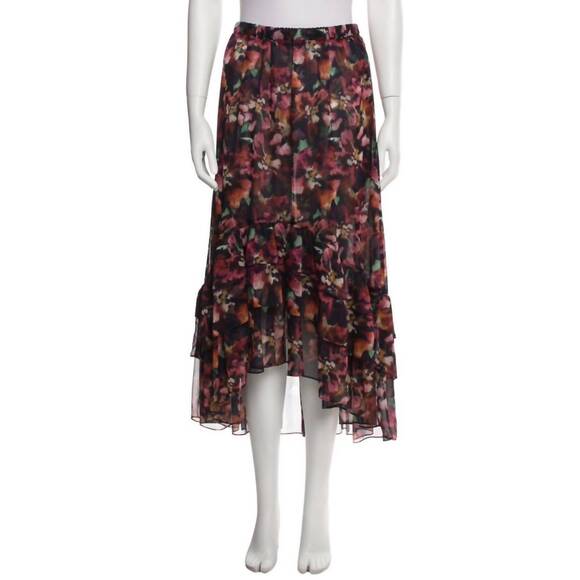 NEW MISA LOS ANGELES floral tiered midi skirt in black - Picture 2 of 4